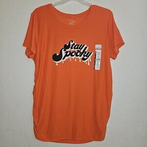 NWT Stay Spooky Women's Maternity Halloween Tee Orange Black XXL 20 Time & Tru